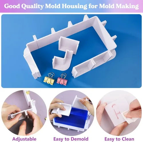 Miniatura 7 de LET'S RESIN Carcasa de Molde Ajustable para Fabricación de Moldes de Silicona (No para Uso Directo de Resina), Molde de Silicona para Fabricación