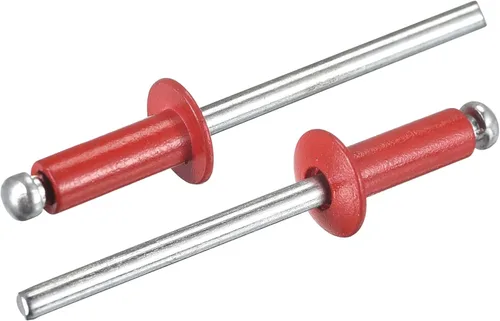 Miniatura 10 de uxcell Remaches ciegos de aluminio, 0.157 in x 0.236 in (5/32 pulgadas x 15/64 pulgadas), remache de extremo abierto, cabeza redonda plana para unir