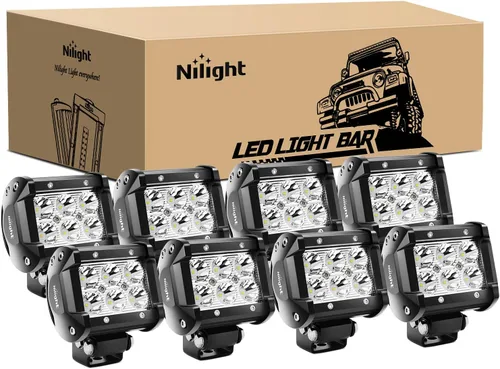Nilight - Barra de luz LED NI 06A-18W 8PCS 18W 1260lm Spot LED Pods Conducción Luz antiniebla Off Road Luces Bar Jeep Lamp,2 años de garantía