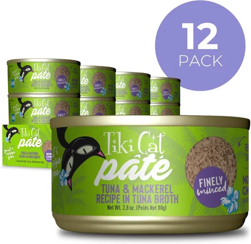 Miniatura 2 de Tiki Cat Luau Pâté, receta de atún y caballa Ahi en consumo de atún, nutrición equilibrada sin granos, comida enlatada húmeda para gatos, para todas