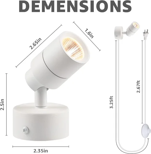 Miniatura 7 de SUNVIE Paquete de 2 luces LED para interiores, focos de 3 W para uso en interiores con blanco cálido de 3000 K, focos de 120 V para plantas