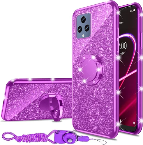 Funda para T-Mobile Revvl 6 5G (no Revvl 6 Pro), Funda para T-Mobile T Phone 5G/Revvl 6X Niñas Mujeres Glitter Linda Cubierta Transparente de