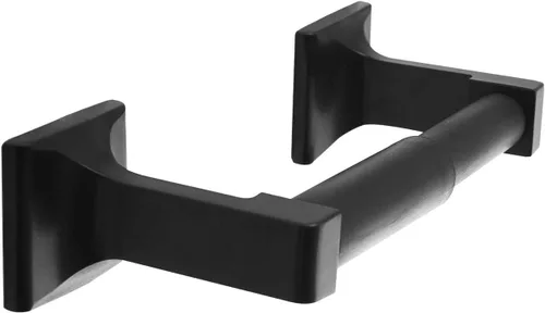 Soporte de papel higiénico negro de SENTO para montaje en pared, soporte de papel higiénico de doble poste, fácil instalación, metal resistente,