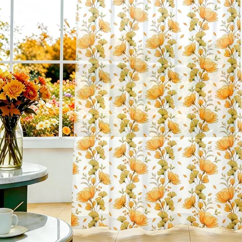 Miniatura 20 de youleyar Cortinas traslúcidas florales para sala de estar, 2 paneles de 54 pulgadas de largo, cortinas semitransparentes blancas con estampado