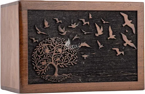 Urna de cremación para cenizas humanas, adulto, hombre y mujer, caja de madera del árbol de la vida, urna para cenizas – Urna funeraria decorativa