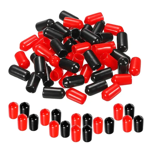Miniatura 54 de MECCANIXITY 50 unids tapas de goma Surtido de 0.079 in PVC vinilo tornillo rosca protector para tornillo tornillo negro rojo
