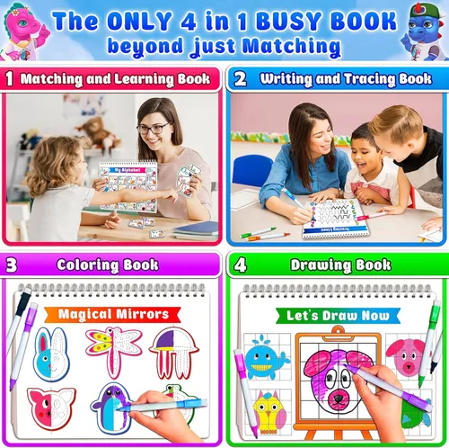 Miniatura 5 de Curious 2 Learn Montessori Busy Book para niños de 3 a 5 años – Carpeta de aprendizaje preescolar premontada con 28 actividades, bolsa de viaje y 8