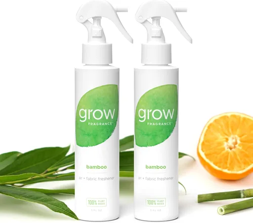 Grow Fragrance Spray ambientador perfumado para tela y habitación, certificado no tóxico, aceites esenciales 100% a base de plantas, 5 onzas (bambú,