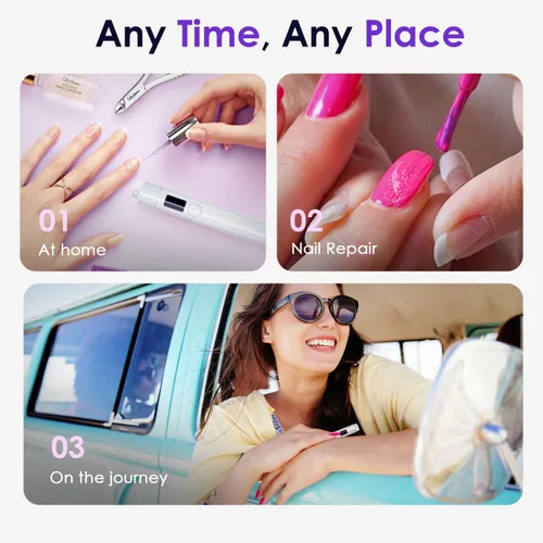 Miniatura 8 de Mini luz UV para uñas, luz UV de mano pequeña rosa portátil para uñas de gel, lámpara de curación flash recargable inalámbrica, lámpara de gel