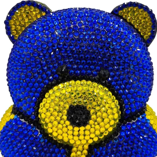 Miniatura 4 de Boutique De FGG Bolso de mano de cristal para mujer, bolso de mano con diamantes de imitación de animales, para fiesta, cóctel, mini