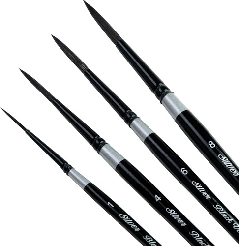Miniatura 9 de Silver Brush Limited WC-3000S - Juego de acuarela Master de terciopelo negro, juego de 3 pinceles, forro de escritura tamaño 1, tamaño de lavado