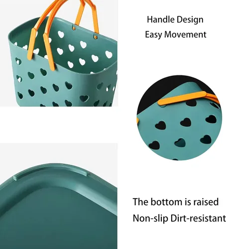 Miniatura 5 de Anyoifax Cesta portátil de almacenamiento de plástico con asa para ducha, organizador de caja para baño, despensa, cocina, dormitorio universitario