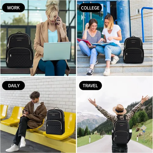 Miniatura 7 de EMPSIGN Mochila Bolso para Laptop para Mujeres y Hombres con Puerto de Carga USB, Mochila de Viaje Resistente al Agua Acolchada de 15.6 Pulgadas
