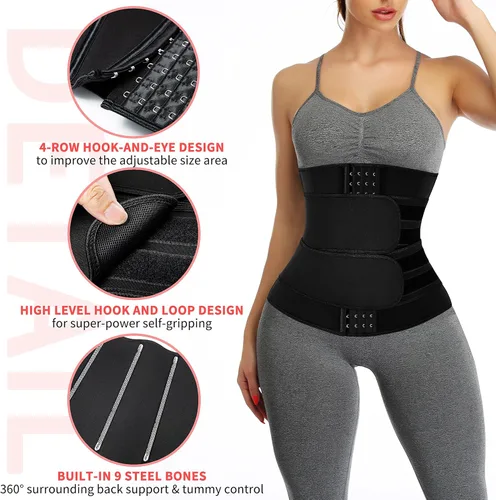 Miniatura 2 de KIWI RATA Entrenador de Cintura de Neopreno para Sauna Corsé Cinturón de Sudor para Mujeres Banda Ceñidora de Compresión para Entrenamiento Fitness