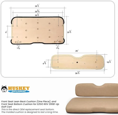 Miniatura 4 de Huskey Parts Company Cojín de Asiento de Carrito de Golf, Color Beige, Asiento Inferior Delantero para Club Car DS 2000 a 2005 y Posteriores