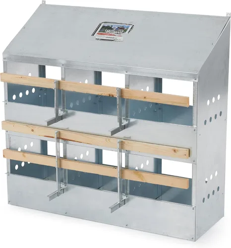 Miniatura 4 de Brower Caja de anidación para pollos de acero galvanizado con 4 agujeros, capacidad para 20 gallinas, para exterior, con perchas plegables