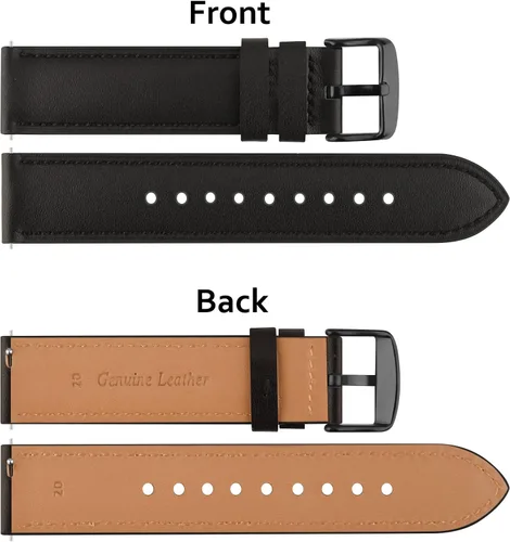 Miniatura 4 de Vancle - Correa de reloj de cuero de liberación rápida de 20 mm y 22 mm, correas de reloj de cuero de grano superior para hombres y mujeres