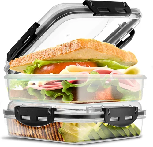 Miniatura 13 de Tafura Recipientes y cajas para sándwiches de alta calidad, sin BPA, para loncheras, duradero y reutilizable, soporte para sándwiches para mayor