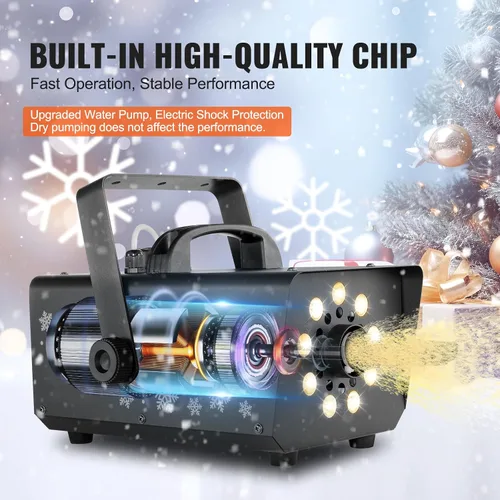 Miniatura 3 de VEVOR Máquina de nieve de 800 W con 9 luces LED RGB y control remoto, efecto de nieve de alto rendimiento para Navidad, Halloween, boda, fiestas