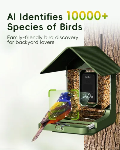 Miniatura 6 de Comedero inteligente Hibird 4K HD con cámara, WiFi inalámbrico Dual 2.4G/5G para exteriores, captura de video de aves en alta resolución automática