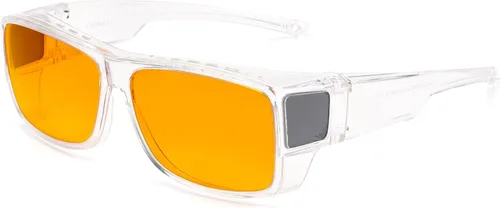 Miniatura 8 de CAXMAN 99.9% gafas de luz azul para dormir, lentes teñidas de naranja para un buen sueño, se ajustan sobre las gafas que cubren completamente tus