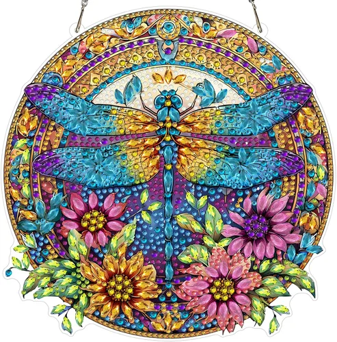 Miniatura 15 de EOBROMD Kits de arte colgante de diamantes para adultos, atrapasoles de animales de pájaros, pintura de arte de diamante, kits de diamantes