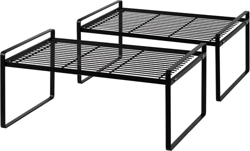 Miniatura 21 de Shantton Paquete de 2 estantes de gabinete de cocina, estante organizador de despensa, baño, dormitorio, oficina, mesa, escritorio, ahorro