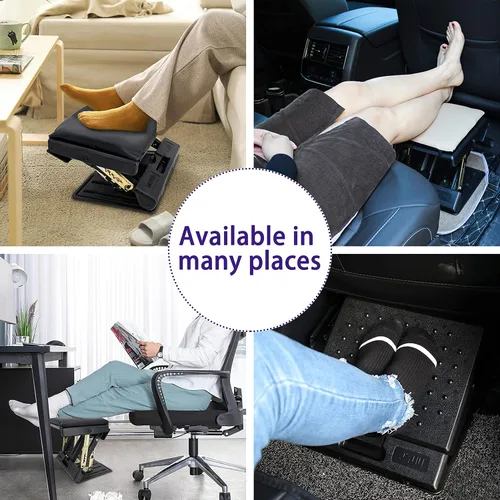 Miniatura 2 de Reposapiés ajustable para debajo del escritorio en el trabajo con 4 niveles de altura, reposapiés debajo del escritorio con superficie de masaje