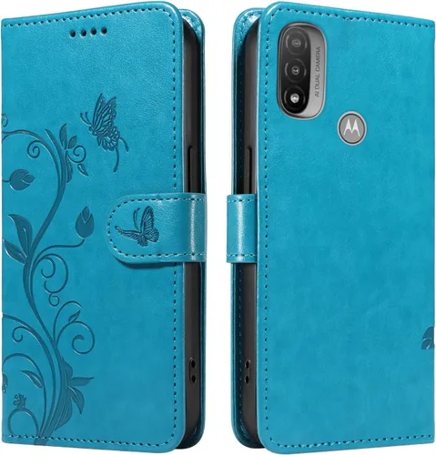 Miniatura 77 de Funda para Motorola Moto E22/E22i, piel sintética, con tarjetero y correa para la muñeca, a prueba de golpes, funda magnética para Motorola Moto Rojo