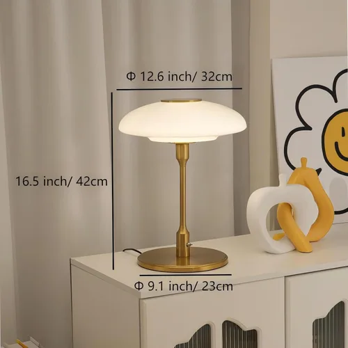 Miniatura 3 de Lámpara de mesa moderna de metal y vidrio, lámpara de mesa decorativa, lámpara de mesa para sala de estar, dormitorio, sala de estudio, 12.6 x 16.5