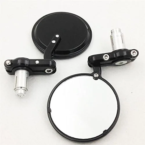 Miniatura 2 de XKH grupo motocicleta negro aluminio redondo mini bar extremo 7/8 "espejo para Cafe Racer Clubman CB XS KZ GS nuevo
