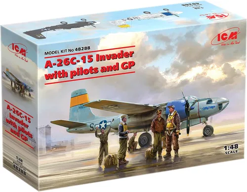 ICM 48288 - Avión militar de plástico A-26C-15 Invader con pilotos y personal de tierra. Modelo de avión - Escala 1:48