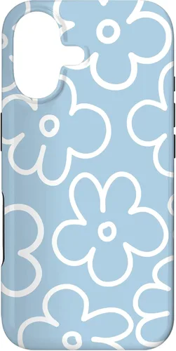 Miniatura 32 de Funda floral para iPhone 14 Cute Sky Blue and White Flower Pattern Wildflower