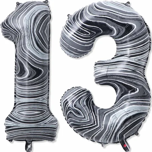 Globos gigantes de papel de aluminio de mármol negro de 40 pulgadas, globos gigantes de helio del número 13 o 31 para decoraciones de cumpleaños de