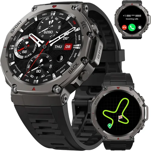 Reloj inteligente con GPS: reloj deportivo impermeable de 164.0 ft para exteriores con pantalla AMOLED, monitor de frecuencia cardíaca, más de 170