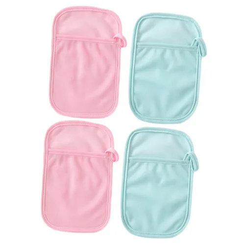 VANZACK Juego de 4 guantes de baño de algodón reutilizables para recién nacidos y adultos para cuidado de la piel suave, color aleatorio