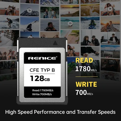Miniatura 3 de RENICE Tarjeta de memoria CFexpress tipo B de 128 GB, lectura de hasta 1780 MB/s, grabación de video HD RAW 6K, para fotógrafos, videógrafos