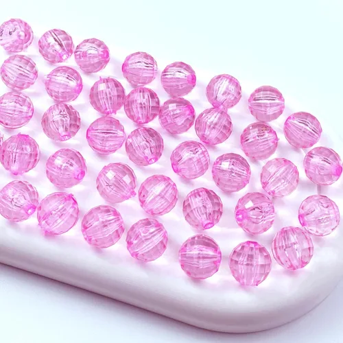 Miniatura 22 de 1000 cuentas facetadas redondas acrílicas de 0.236 pulgadas (0.236 in), cuentas espaciadoras de cristal, cuentas sueltas con múltiples facetas
