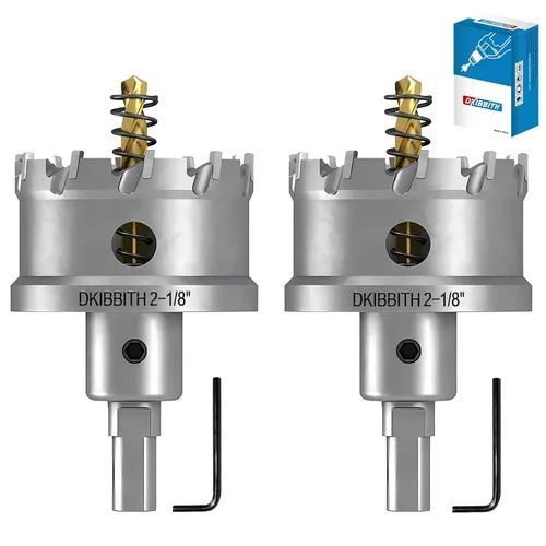 Miniatura 40 de TCT Juego de sierra perforadora, 2 paquetes de cortadores de agujeros con punta de carburo de tungsteno de 1-3/4" (45mm) resistentes para acero