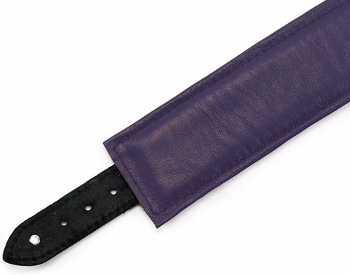 Miniatura 4 de Madison Collar O-Ring Superior Latigo Cuero Suave Cordero Hecho A Mano Elegante Collar Acolchado, Violeta oscuro