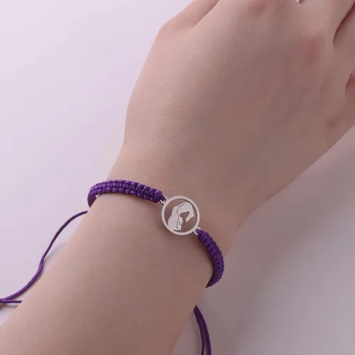 Miniatura 6 de Pulsera trenzada con acero inoxidable Virgen María para niñas y mujeres