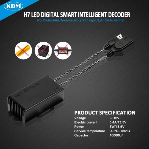 Miniatura 3 de KDM H7 LED Canbus Decodificador, resistencia de carga antiparpadeo sin errores, adaptador LED de advertencia cancelador de advertencia, paquete de 2