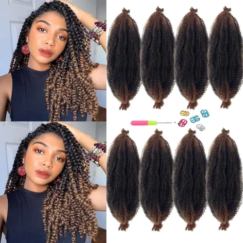Miniatura 17 de Cabello afro Twist morado degradado de 16 pulgadas, cabello Marley pre-separado para rastas suaves, cabello trenzado Marley Twist Ombre Kinky Spring
