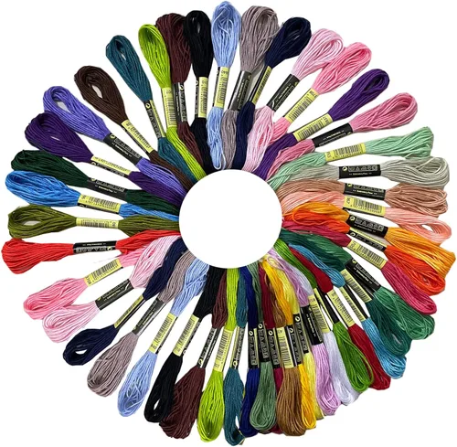 Miniatura 2 de ONESHAW Kit de bordado con patrón para principiantes, paquete de 10 piezas de punto de cruz, aros de bordado, tijeras, agujas e hilos de color, kit