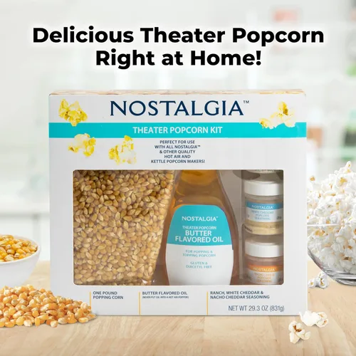 Miniatura 3 de Kit de máquina de palomitas Nostalgia Theater – 1 lb. de granos y 12.5 oz. de aceite con sabor a mantequilla – Tres sabores de sal sazonadora de 3