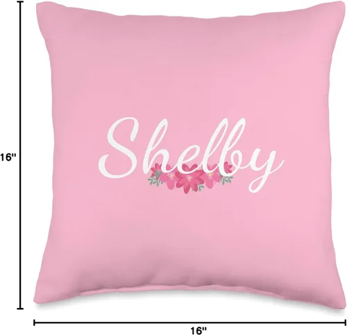Miniatura 4 de Regalos y diseños personalizados Shelby para niñas personalizado regalo Shelby nombre personalizado flores rosa tiro almohada, 16x16, multicolor