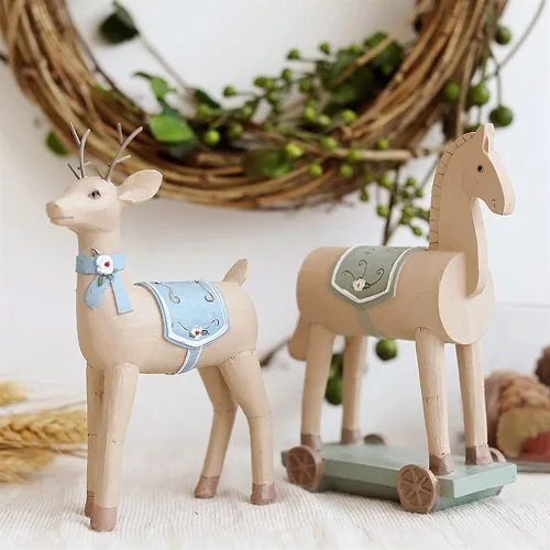 Miniatura 4 de Chinese feng Shui Statue Sculpture Painted Deer Desktop Decorations European Retro Small Decorations Home Living Room Wine Cabinet Desktop Crafts