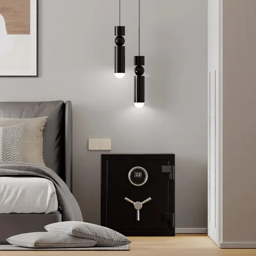 Miniatura 2 de RPNB Caja de seguridad biométrica ignífuga de lujo, huella digital ignífuga, resistente al agua, con pantalla táctil, estante extraíble y mango de 3