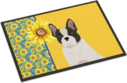 Miniatura 271 de Caroline's Treasures WDK5313MAT Airedale Terrier - Tapete para puerta delantera de 18 x 27 pulgadas, diseño de girasoles de verano, para entrada