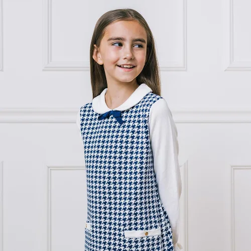Miniatura 5 de Hope & Henry Vestido Ponte de aspecto francés con lazo para niña
